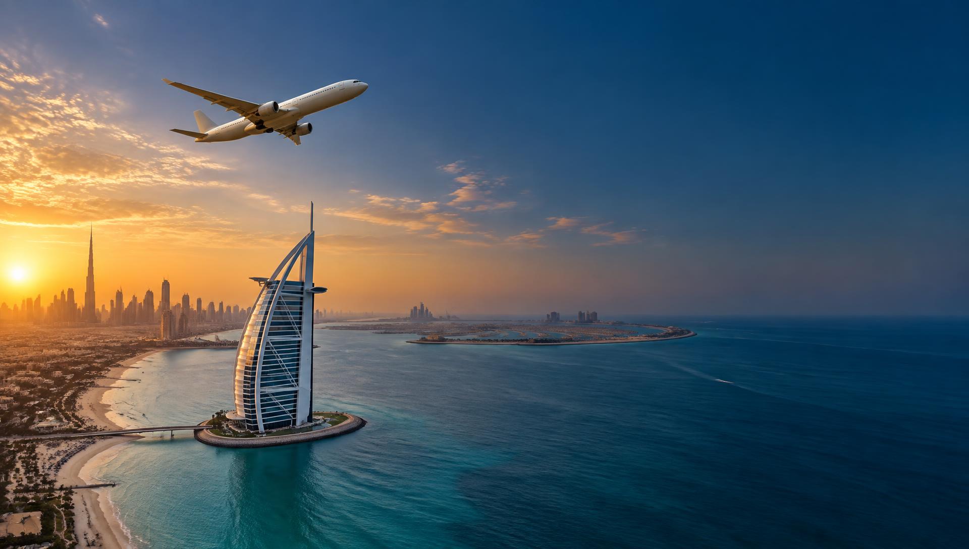 طائرة تحلق فوق ساحل دبي